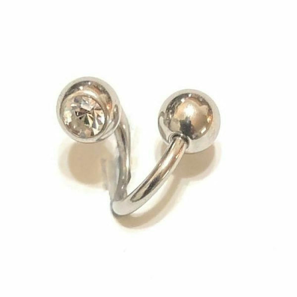 Surgical Steel Double 6mm CZ Balls 14g 8mm Dia HOOD TWISTER.