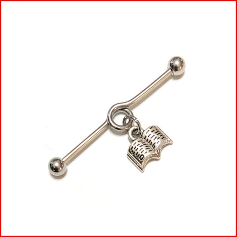 Surgical Steel Hand Crafted Open Book Industrial Barbell.