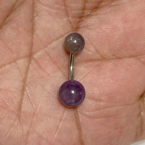 Surgical Steel Natural AMETHYST Stone 14g VCH Barbell.