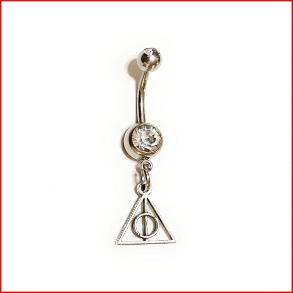 Surgical Steel Hand Crafted HP Deathly Hallows Navel Barbell.