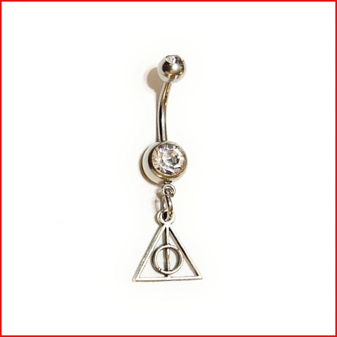 Surgical Steel Hand Crafted HP Deathly Hallows Navel Barbell.