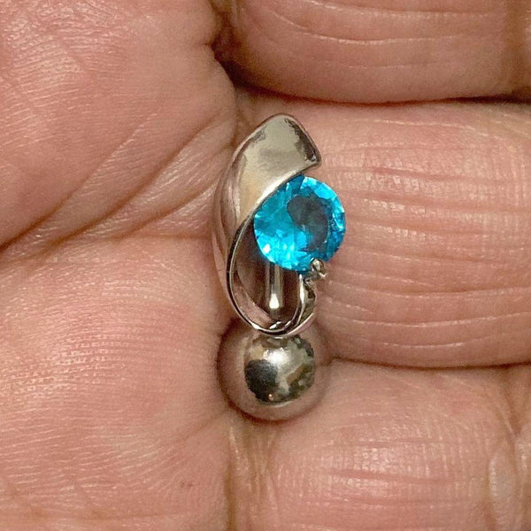 Surgical Steel 14g 10mm Length Easy Top Drop AQUA MINI SHIELD VCH Barbell.