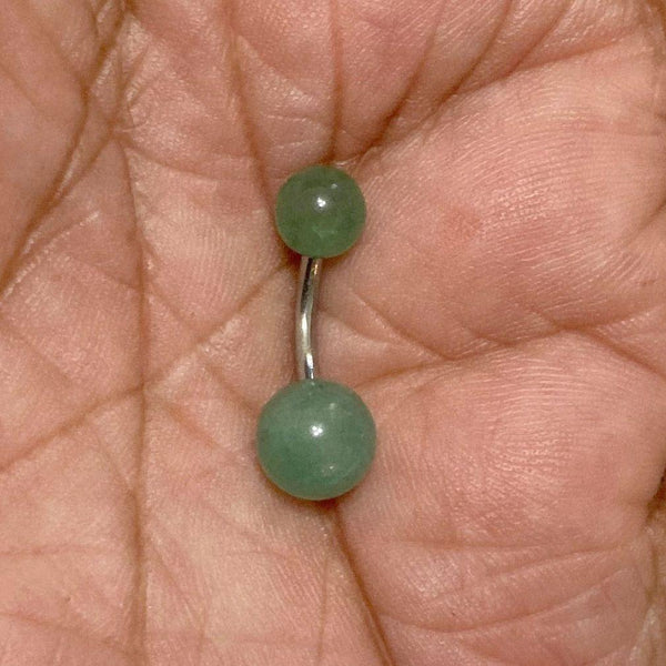 Surgical Steel Natural Green JADE Stone 14g VCH Barbell.