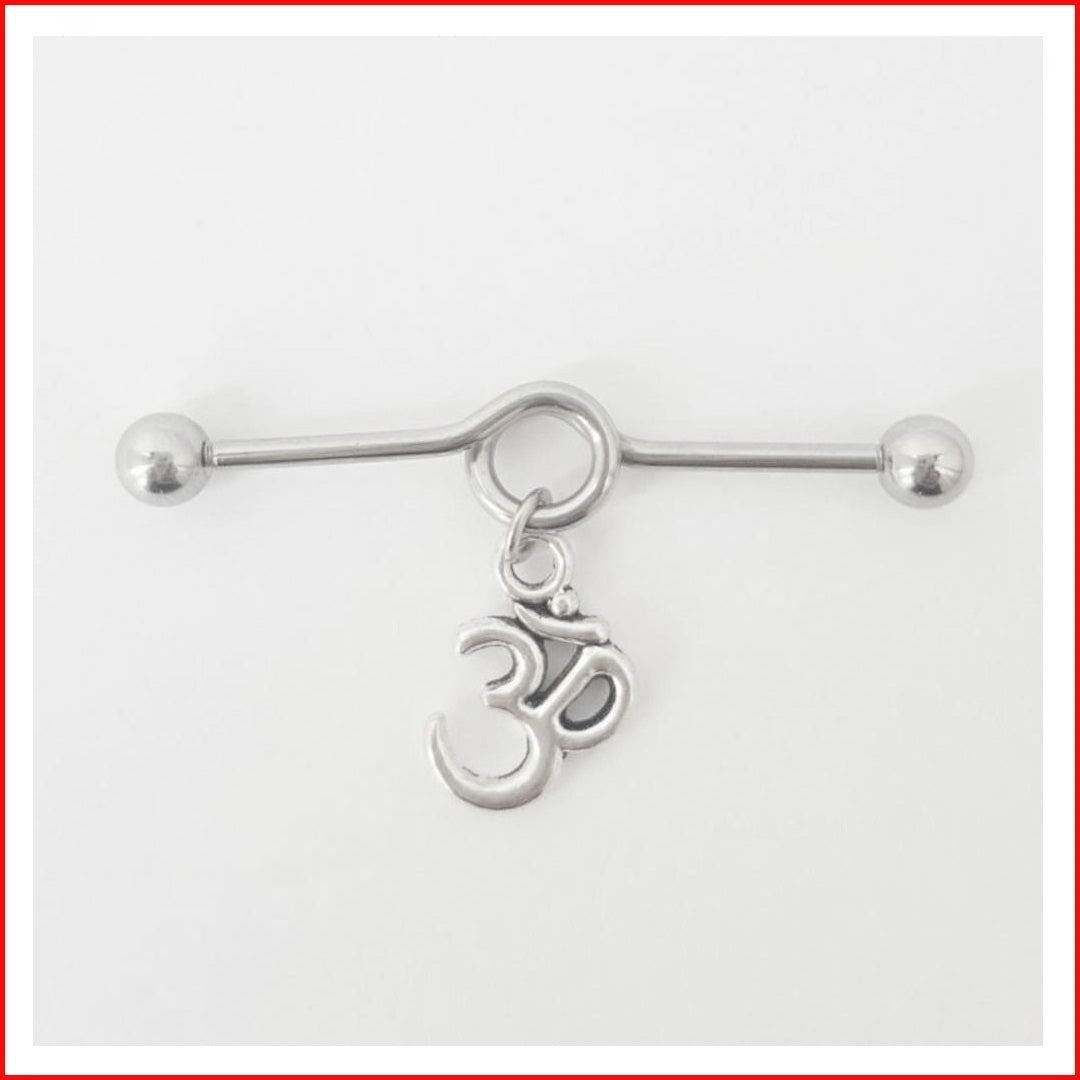 Surgical Steel Hand Crafted Yoga Oms Industrial Barbell.