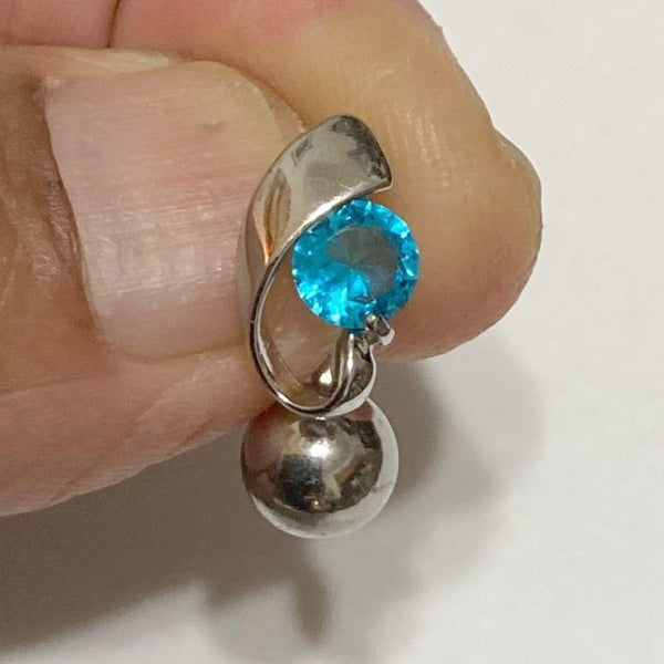 Surgical Steel 14g 10mm Length Easy Top Drop AQUA MINI SHIELD VCH Barbell.
