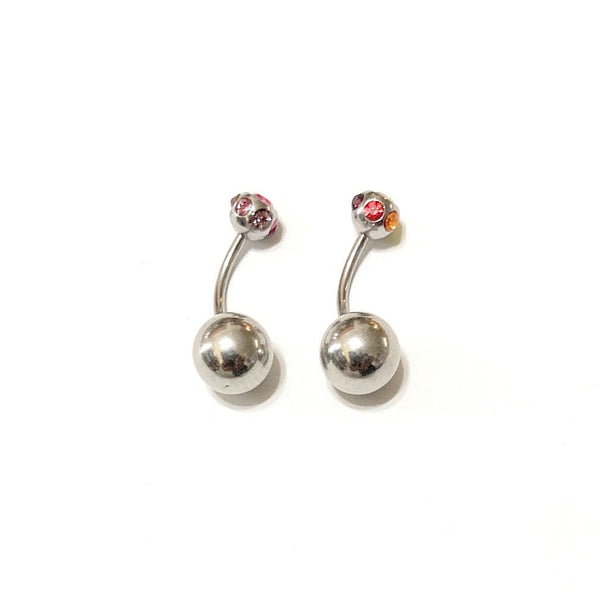 Surgical Steel THIN 16g Multiple Gem Top with Big Bottom Ball.