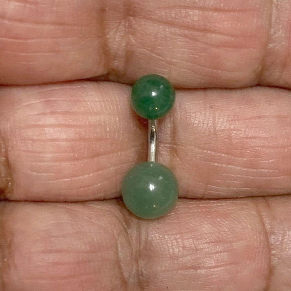 Surgical Steel Natural Green JADE Stone 14g VCH Barbell.