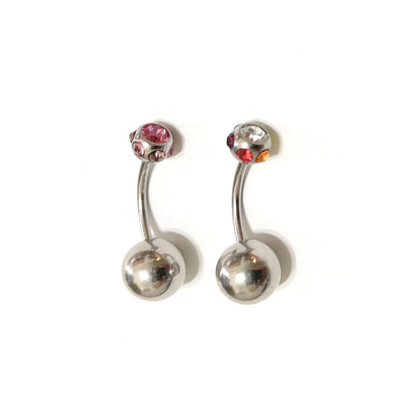 Surgical Steel THIN 16g Multiple Gem Top with Big Bottom Ball.