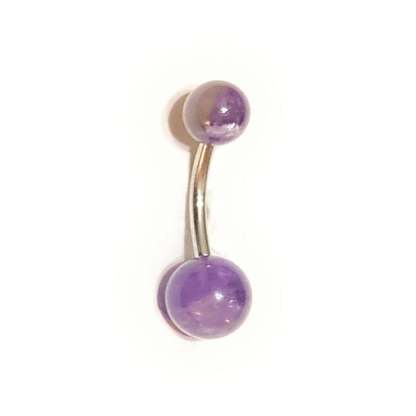 Surgical Steel Natural AMETHYST Stone 14g VCH Barbell.