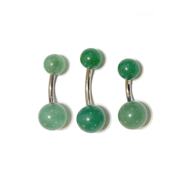 Surgical Steel Natural Green JADE Stone 14g VCH Barbell.