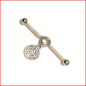 Surgical Steel Hand Crafted Celtic Love Knots Industrial Barbell.