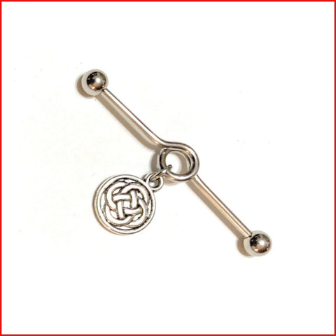 Surgical Steel Hand Crafted Celtic Love Knots Industrial Barbell.