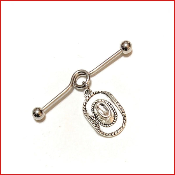 Surgical Steel Hand Crafted Cowboy Hat 02 Industrial Barbell.