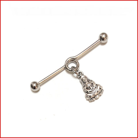 Surgical Steel Hand Crafted Indian Goddess Industrial Barbell.