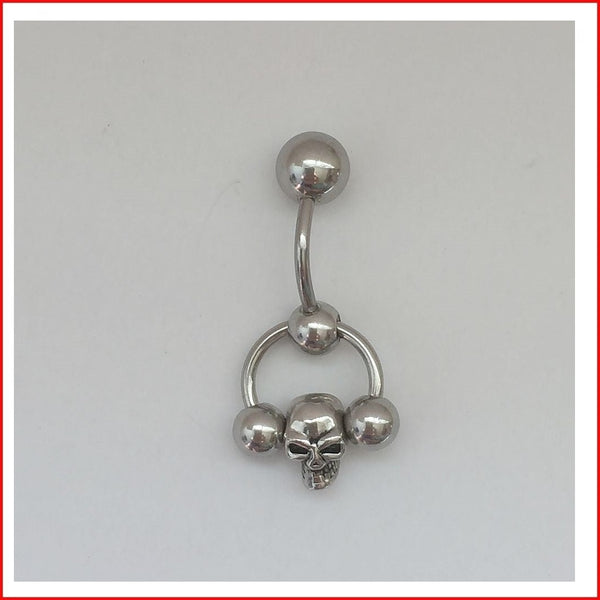 Surgical Steel Horseshoe with SKULL Heavy Bottom Ball VCH Piercing Barbell.