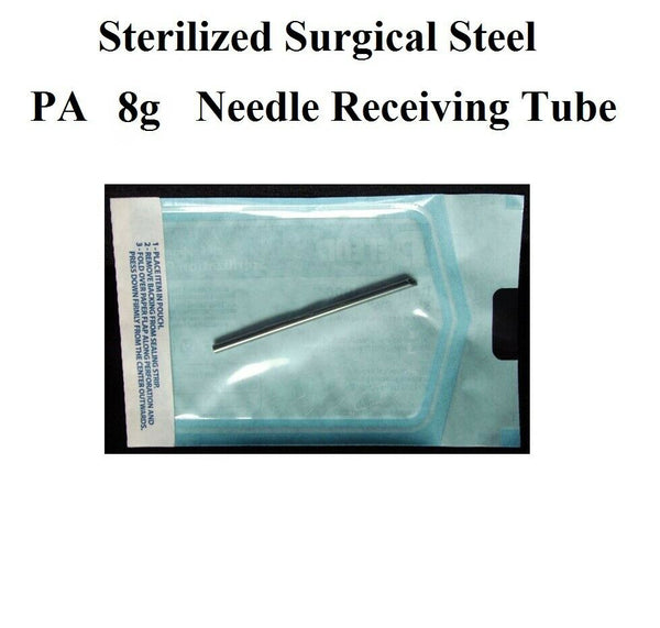 Surgical Steel 8g Needle Receiving Tube for 14g PA PIERCING.