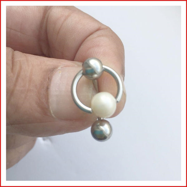 Genuine 8-9mm Diameter PEARL VCH Door Knocker Barbell.