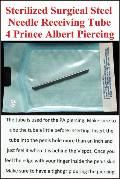 Surgical Steel 8g Needle Receiving Tube for 14g PA PIERCING.