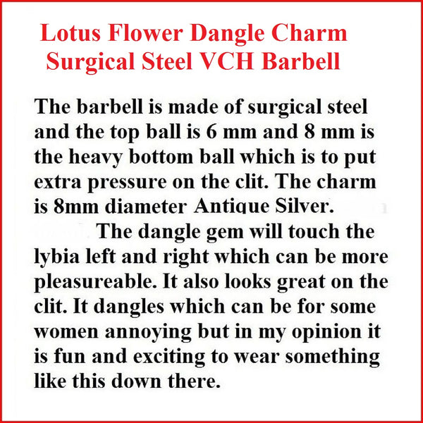 Lotus Flower Dangle Charm Surgical Steel VCH Barbell.