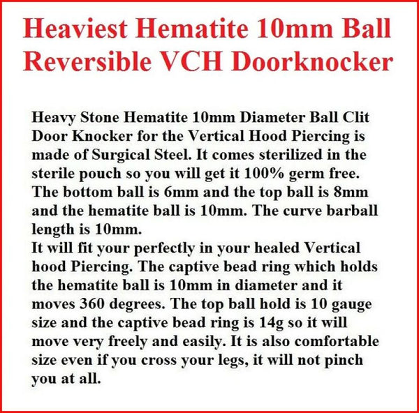 10mm Heavy Hematite Ball VCH Door Knocker Barbell.