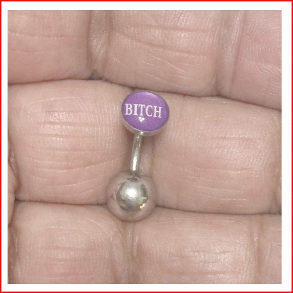 ALL LENGTHS: Surgical Steel LOGOs VCH Barbells with HEAVY BOTTOM BALL.