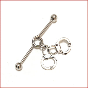 Surgical Steel Hand Crafted Handcuff Industrial Barbell.