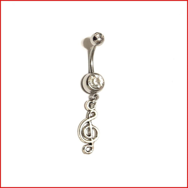 Surgical Steel Hand Crafted Music Note Navel Barbell.