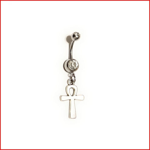 Surgical Steel Hand Crafted Egyptian Ankh Navel Barbell.