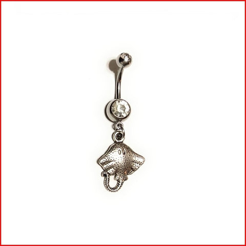 Surgical Steel Hand Crafted Stingray Navel Barbell.