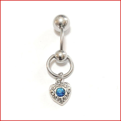 TEAL GEM HEART DANGLE VCH Barbell with Heavy Ball for EXTRA PRESSURE.