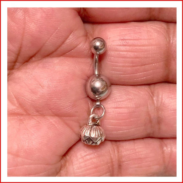 Lotus Flower Dangle Charm Surgical Steel VCH Barbell.