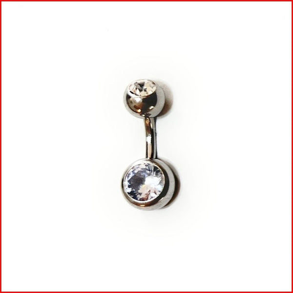 Surgical Steel SHORTEST 6mm Length with TWO BIG GEMS VCH Piercing.