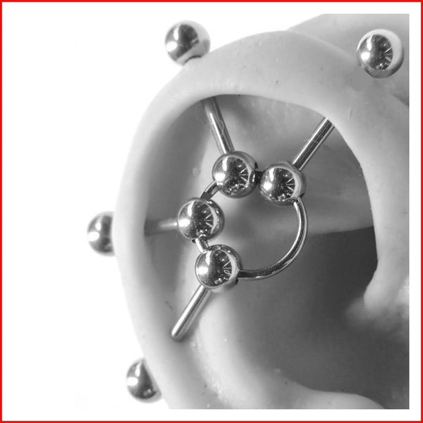 Surgical Steel14g 1-1/2" length 4 Piercings Industrial Barbell.