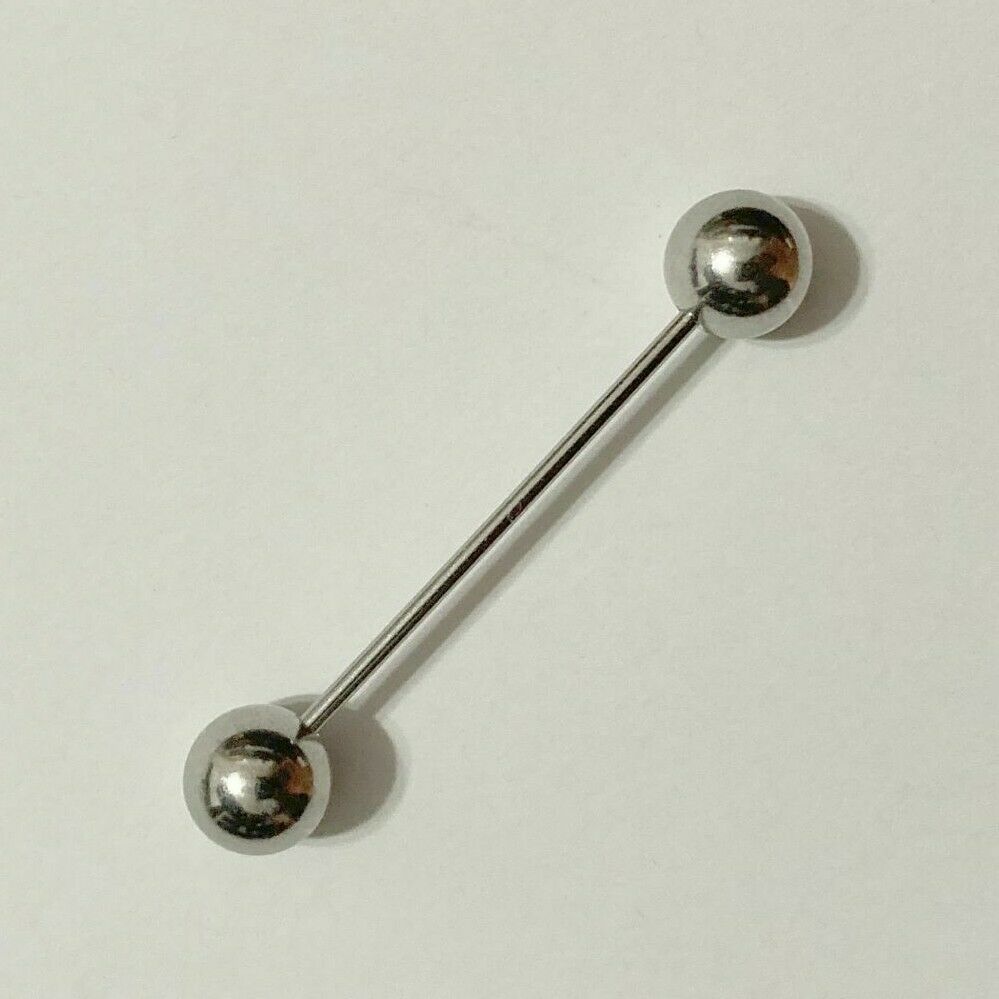 Stainless Steel 14g 10mm BIG BALLS 35 mm Length APADRAVYA Barbell.