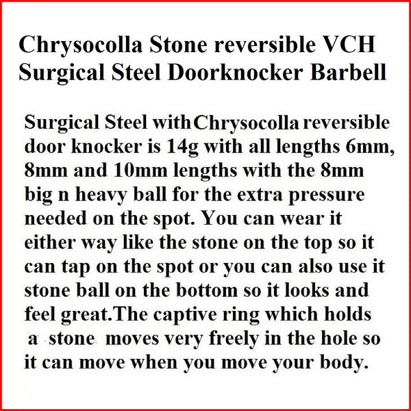 Surgical Steel with Chrysocolla VCH Reversible Door Knocker.