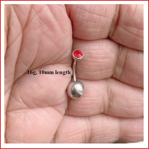 THIN 16g RED & CLEAR CZ TOP with Heavy Ball VCH Barbell.