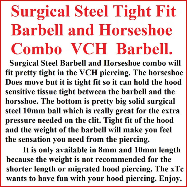 Surgical Steel 14g TIGHT FIT Barbell & Horseshoe COMBO VCH Barbell.