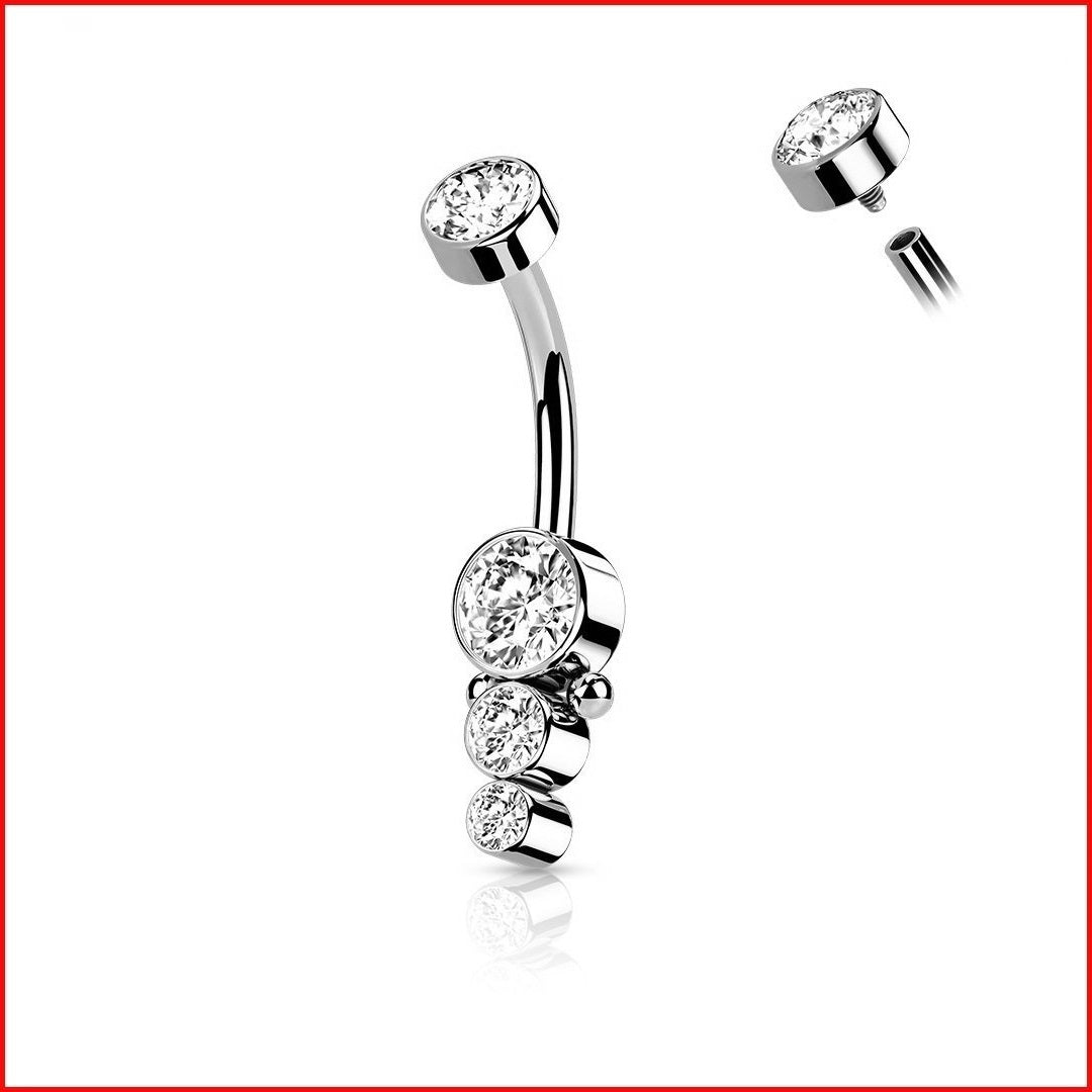 For Initial Piercing Surgical Steel INTERNALLY THREADED MICRO CZs VCH Barbell.