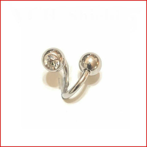 Surgical Steel Double 6mm CZ Balls 14g 8mm Dia HOOD TWISTER.