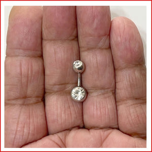 Surgical Steel SHORTER 8mm Length with TWO BIG GEMS VCH Piercing.