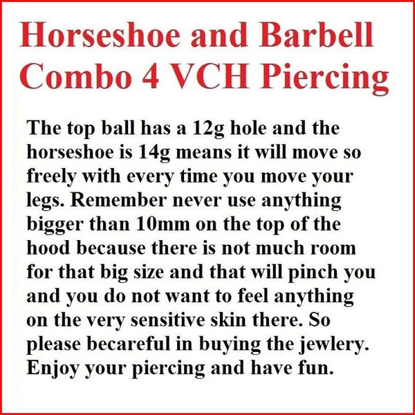 Surgical Steel HORSESHOE & BARBELL COMBO for VCH Piercing.