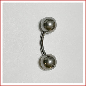 Stainless Steel 10g, 5/8" with TWO 12mm Big BALLS PA CURVE Barbell.